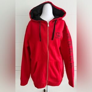 Gucci Vibrant Red Zip-Up Hoodie